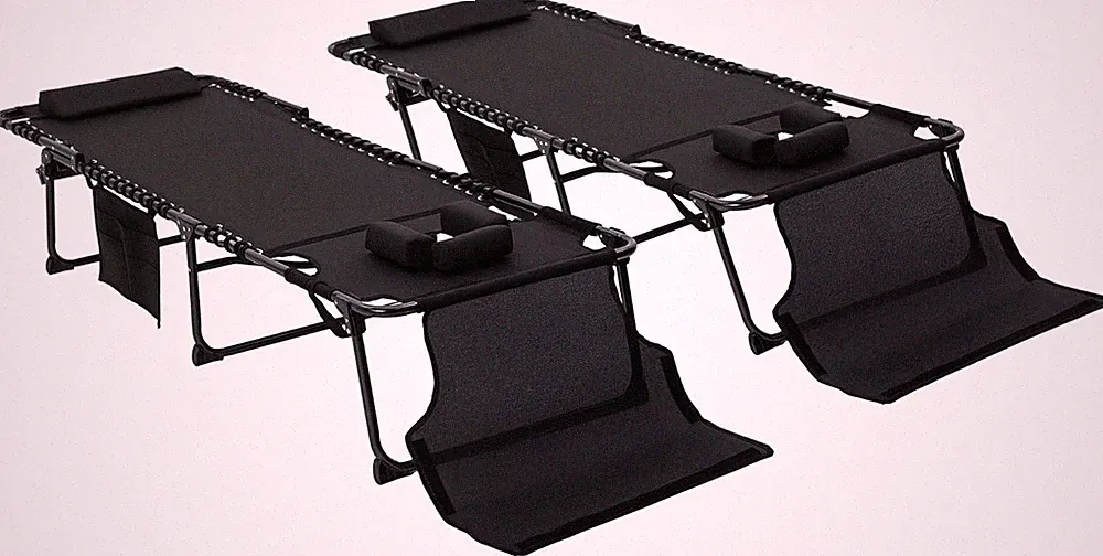 2 Piece Folding Chaise Loun -Level Reclining Ba, Tanning