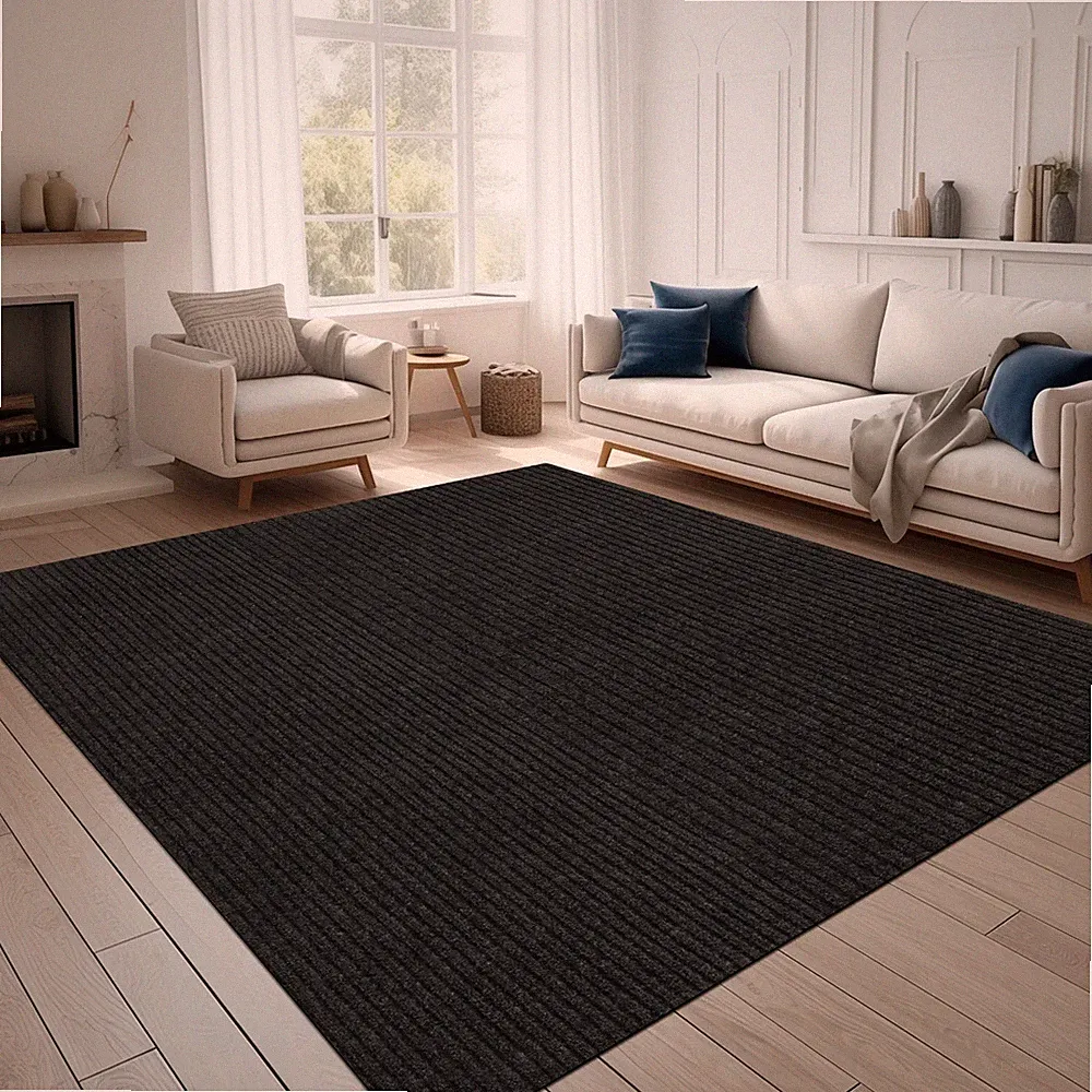 Area Rugs for Living Room or Bedroom, Black Striped Carpet Runner Rug Indoor Mat
