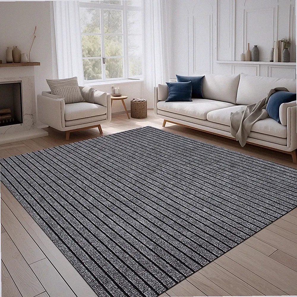 Area Rugs for Living Room or Bedroom, Grey Striped Carpet Runner Rug Indoor Mat