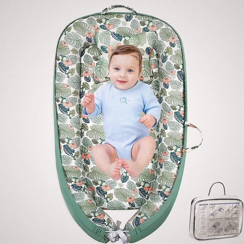 Baby Lounger for Newborn 0-24 Months with Removable Pillow Soft Infant Mat