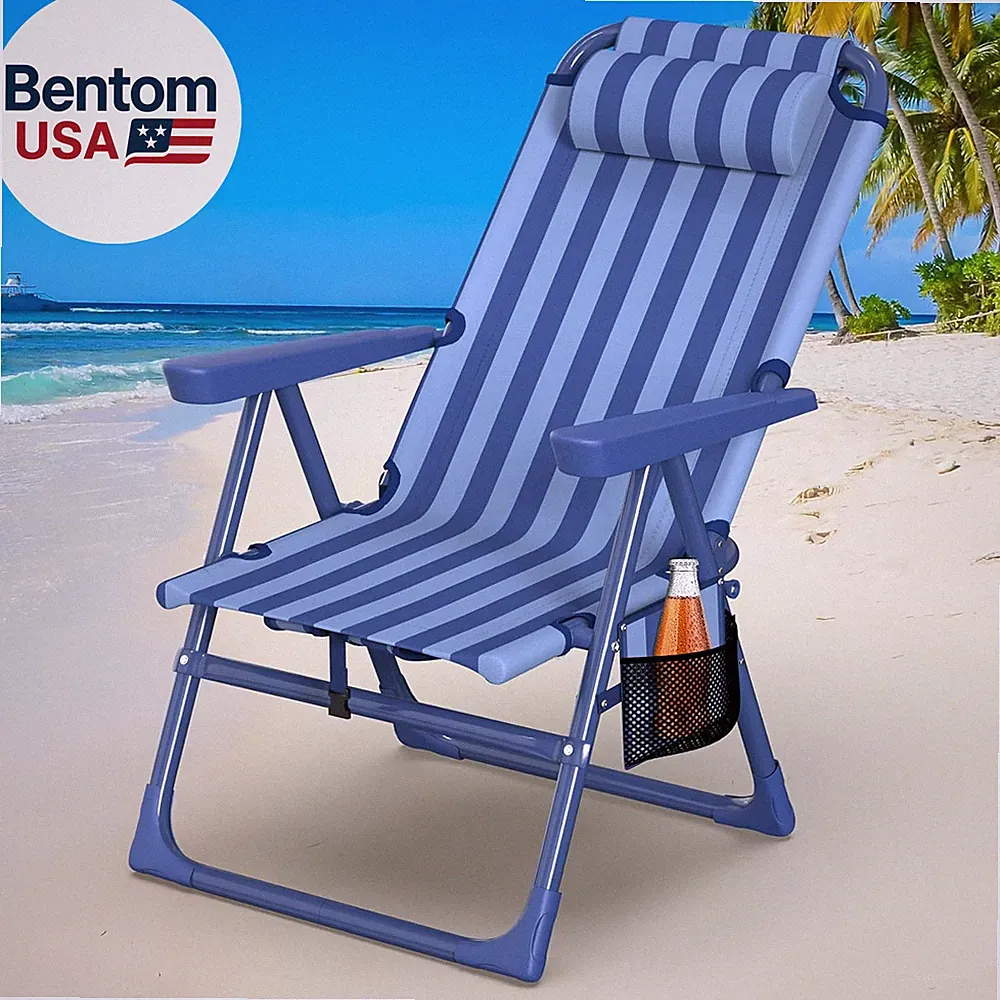 Backpack Beach Chair for Adults - 6-Position Folding Reclining Chair with Cooler
