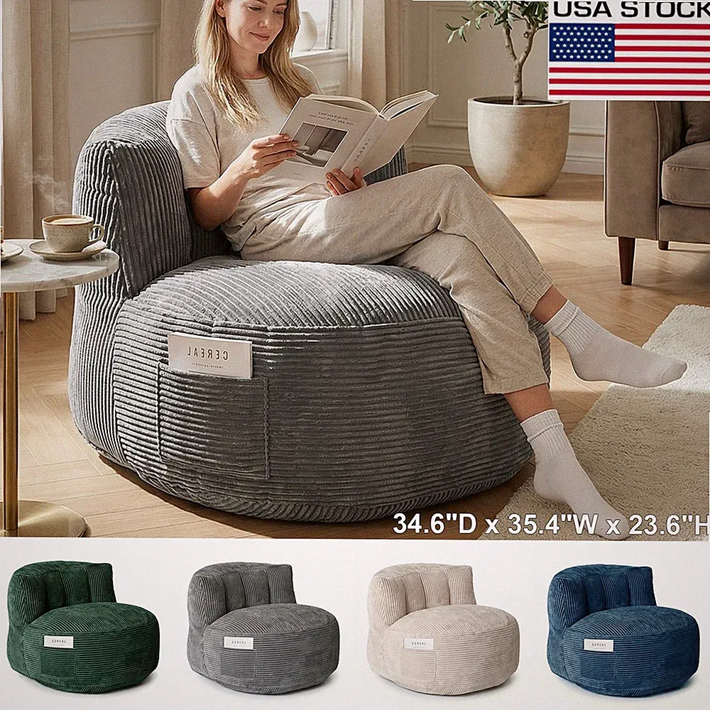 Bean Bag Chair with Foam Filling Indoor Lazy Lounger Couch Sofa For Adults Kids