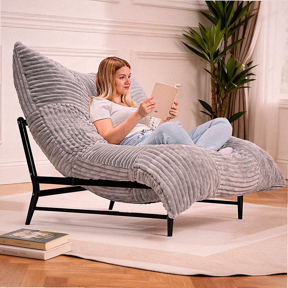 Bean Bag Chairs Giant Lazy Sofa with Metal Base for Living Room Bedroom Office