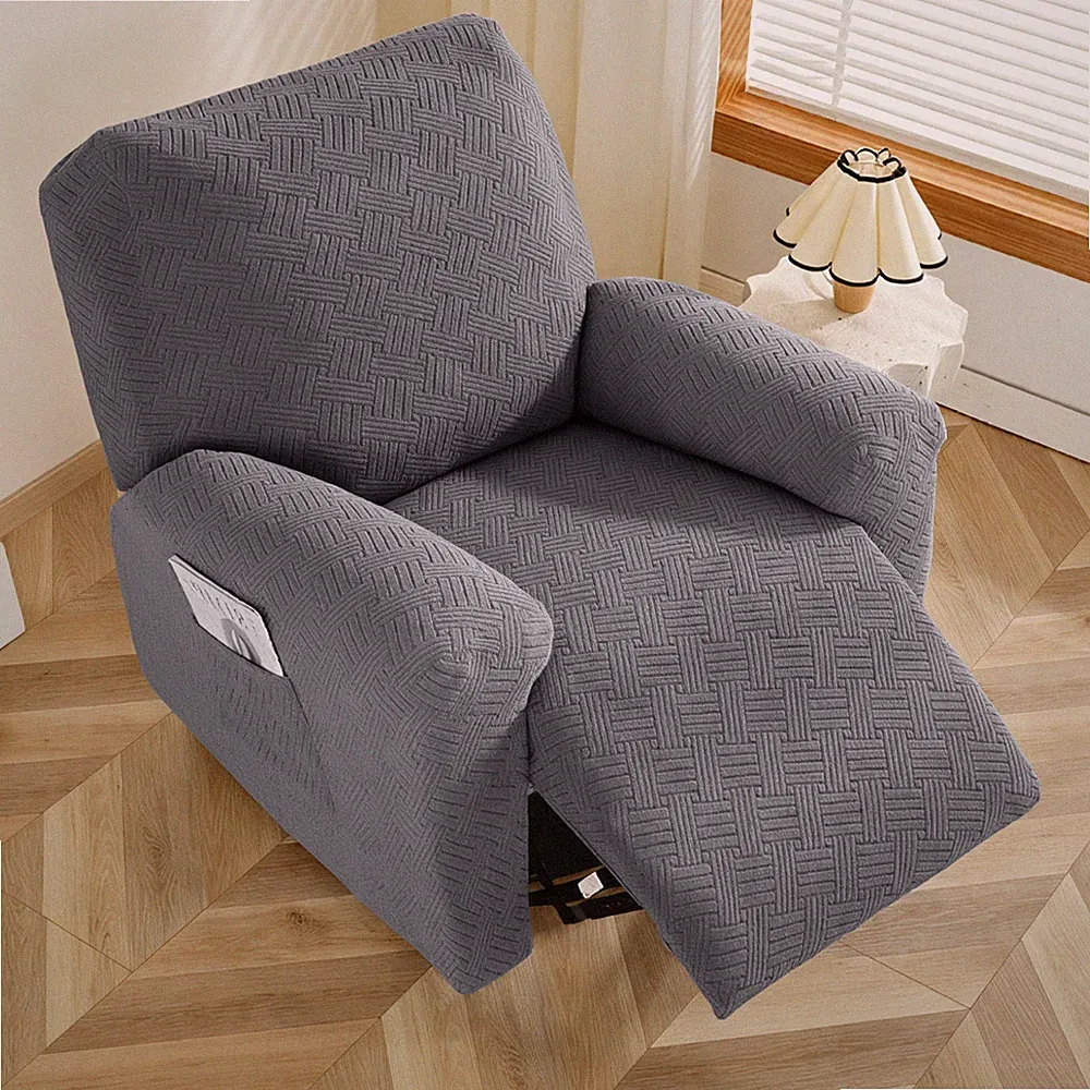 High Stretch Recliner Chair Cover Stripe Jacquard Reclining Couch Sofa Slipcover