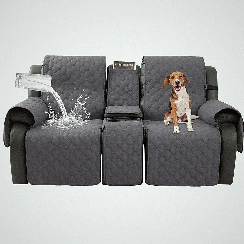 Loveseat Recliner Cover with Center Console, 100% Waterproof Pet Cover for Du...