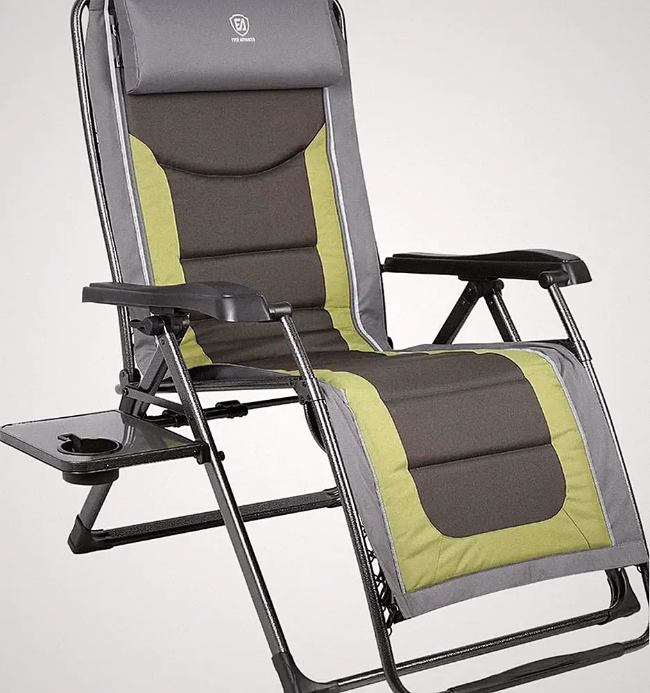 Oversize XL Zero Gravity Recliner Padded Patio Lounger Chair with Adjustable Hea
