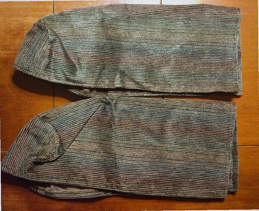 Set of 2 Microfiber Dark Brown Red Blue Pinstripe Sofa Chair Recliner Arm Covers