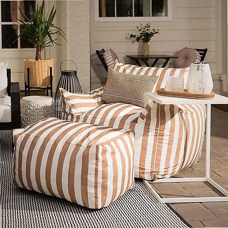 Taupe Striped Comfy Foam Outdoor Lounge Chair