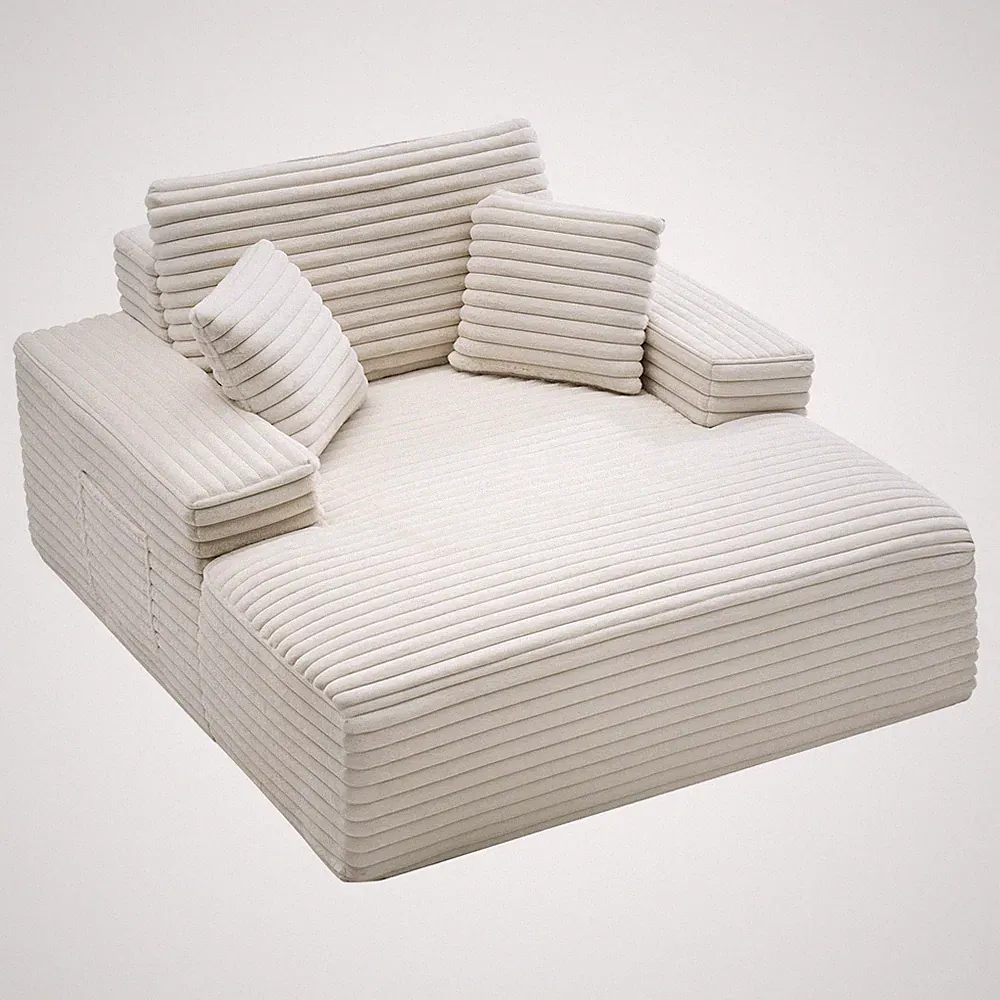 Uimoso Oversized 54-Inch Chaise Lounge Chair for Indoor Use, Beige
