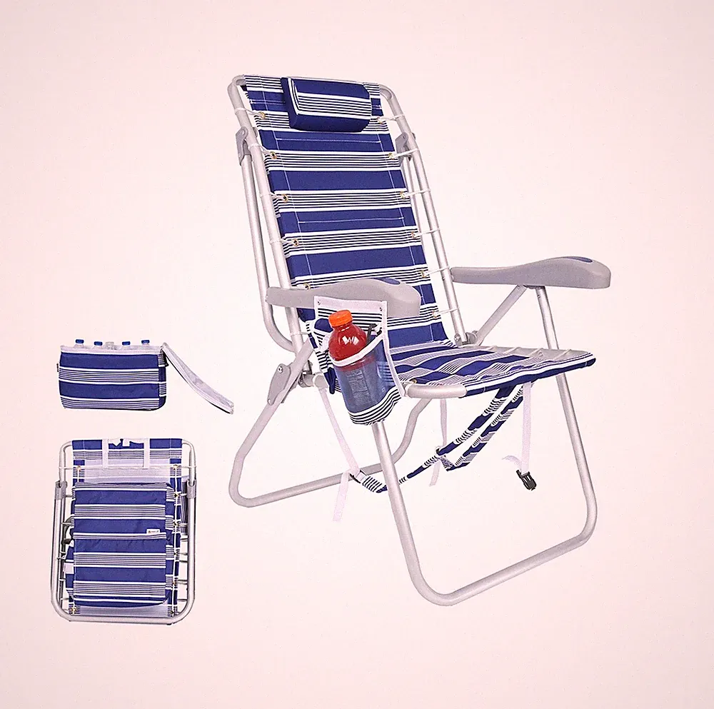 Ultimate Heavy Duty LayFlat 5 pos. Backpack Beach Chair | Insulated Cooler Pouch