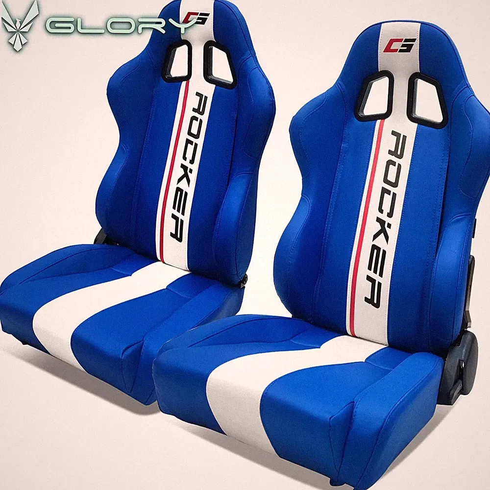 blue and white striped recliner