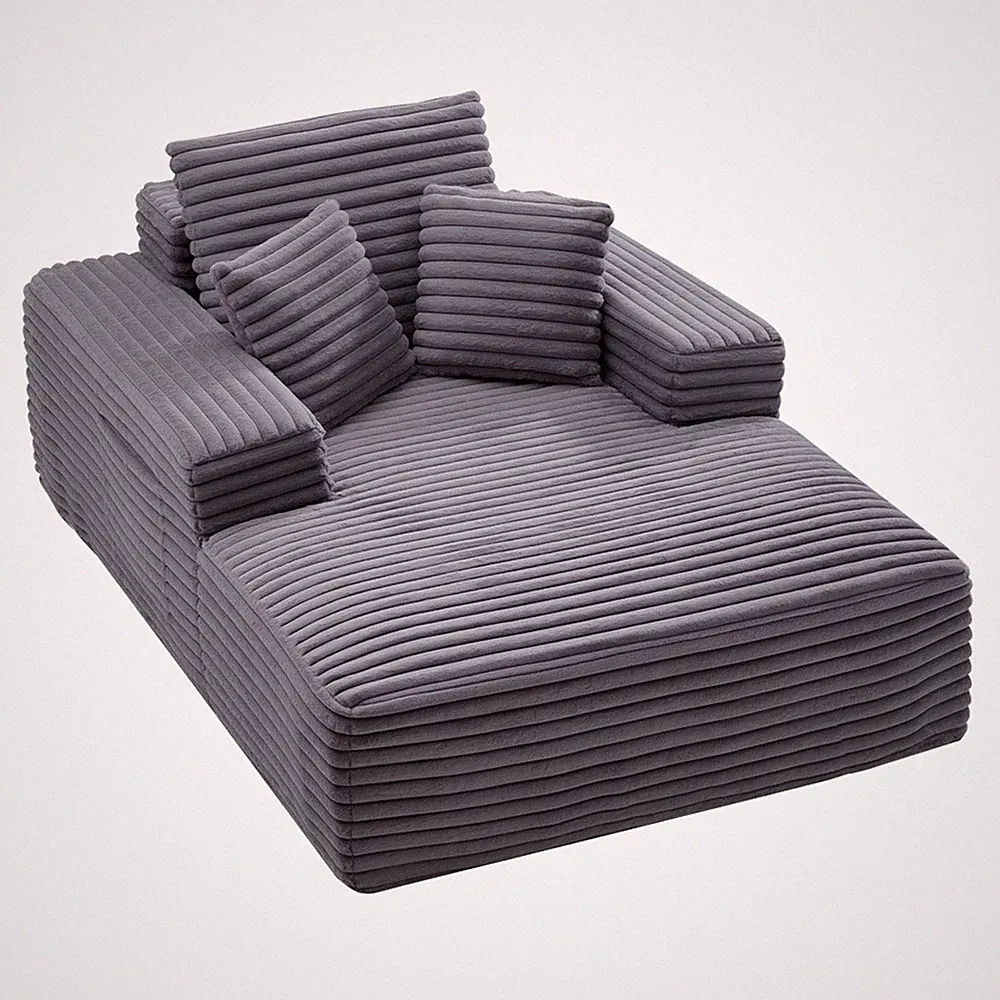 VEVOR Chaise Lounge Chair 54 in Oversized Boneless Chaise Lounge Indoor Grey